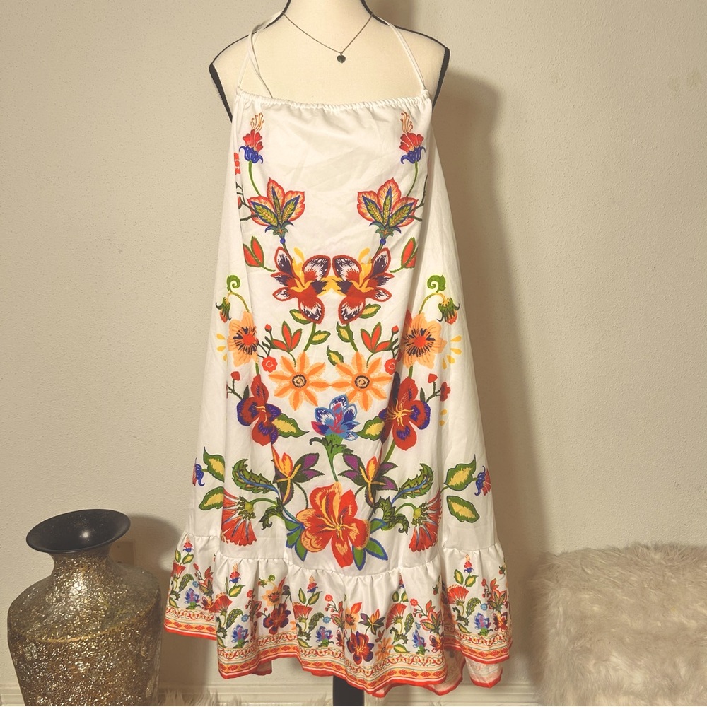 Boutique floral handmade dress or cover up.